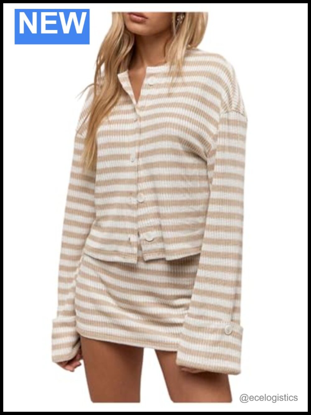 Women's 2 Piece Knit Skirt Set with Cardigan Long Sleeve